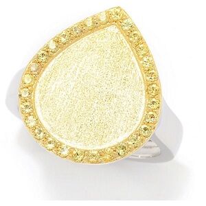 Gemstone Pear Shaped Halo Ring yellow sapphire‎